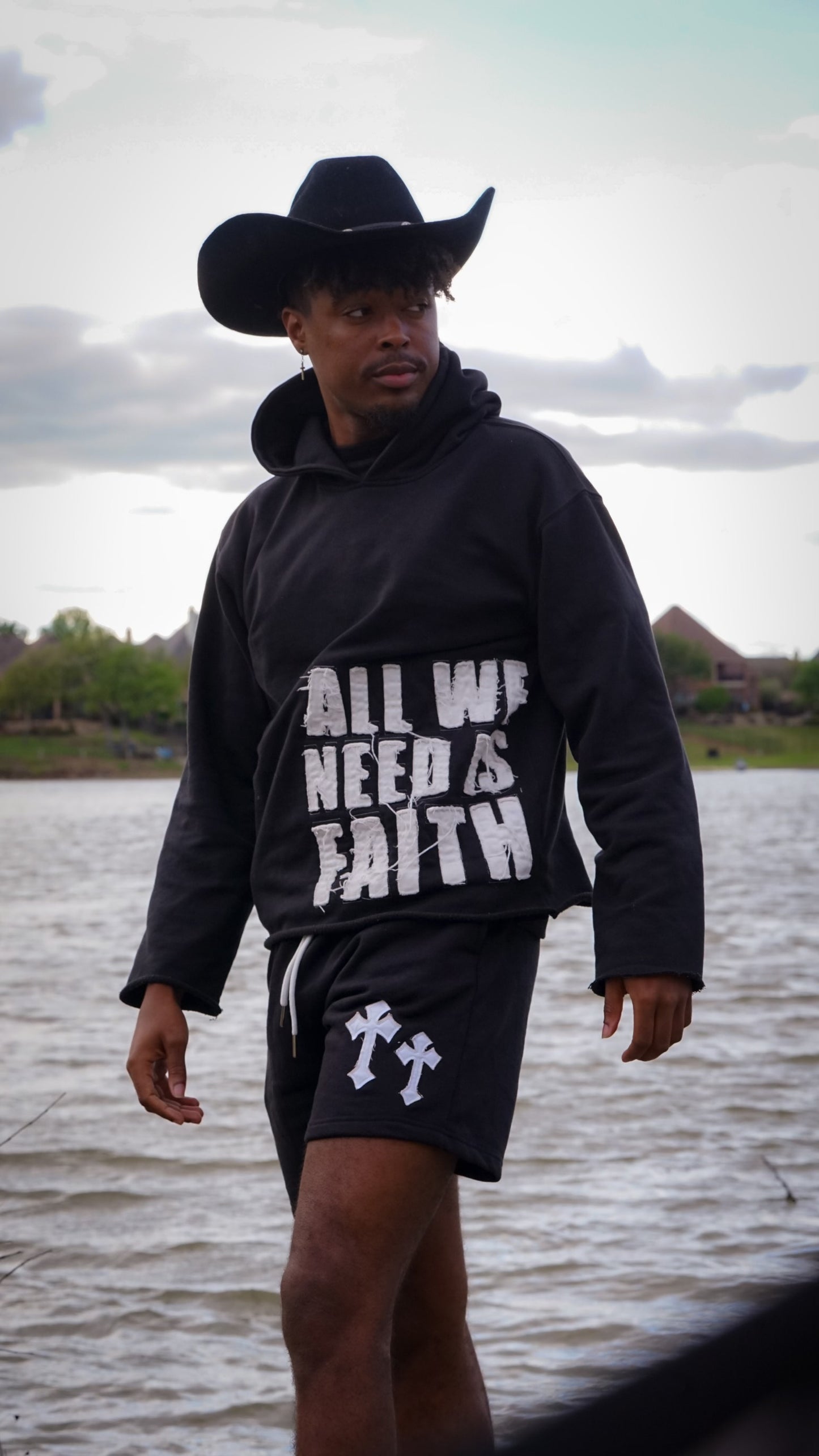 "All We Need Is Faith- Cropped Hoodie"